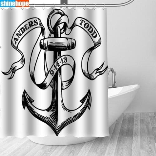 150x180CM Nordic Pictures Polyester Waterproof Anchor Pattern Shower Curtains High Quality Bath Curtain In The Bathroom