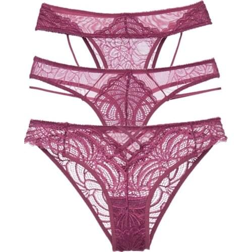 MiaoErSiDai 2PCS/3PCS Comfortable Underwear Sexy Lace Underpants Female Lingerie Big Size Ladies Transparent Christmas Brief S-L
