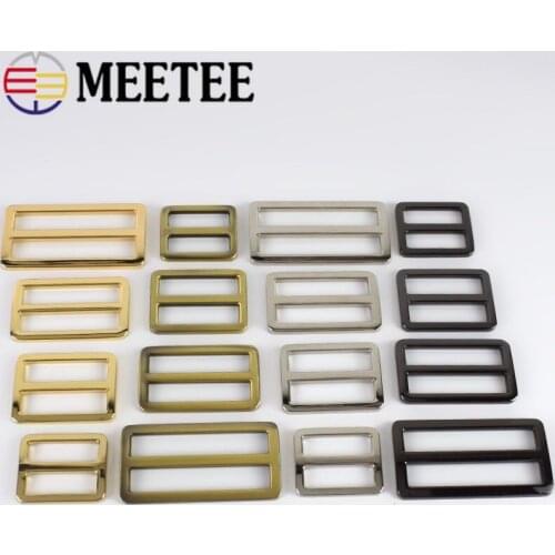 20pcs Meetee 16/19/25/32/38/50mm Metal Buckle Bag Strap Belt Adjust Tri-glide Buckle Loop Ring Clasp DIY Leather Craft Accessory