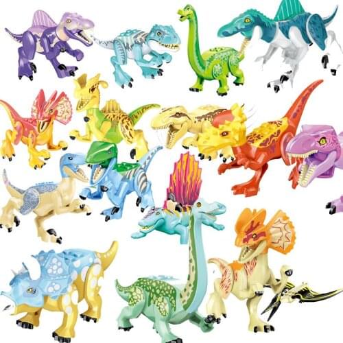2021 Animal world Dinosaur Series Stegosaurus Spinosaurus Mini Lizard DIY Model Building Blocks Bricks Toys Gifts