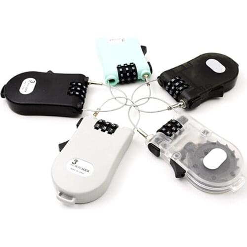 3 Digit Bicycle Parts Bike Mini Cable Lock Padlock Rope Ski Extendable Wire Anti Theft Security Code Password Long Roller Pram