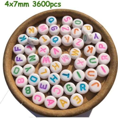 7mm 3600Pcs Mixed Randomly Acrylic Letter Flat Round Spacers Beads Chunky Plastic English Alphabets For DIY Jewelry