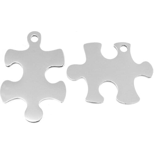 50pairs Puzzle necklace pendant blank puzzles jigsaw couple charms Pendant personalized stainless steel DIY Jewelry