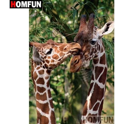 HOMFUN Diamond Painting "Animal giraffe" Cross Stitch Custom Photo Diamond Embroidery Square Round Drill Home Decor A08225