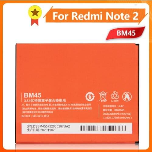 Xiao Mi Xiaomi BM45 Phone Battery For Xiao mi Redmi Note 2 Redmi Note2 Redrice Note2 BM45 3060mAh Original Replacement Battery