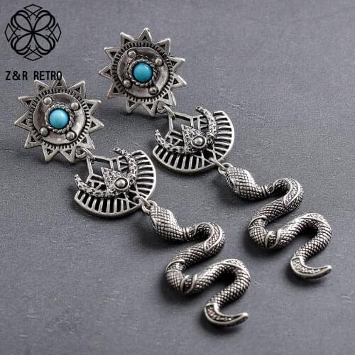 Bohemia Antique Snake Drop Earrings Ethnic Suspension Jewelry for Women Hanging Decorative Pendientes Accessories Unusual Thing