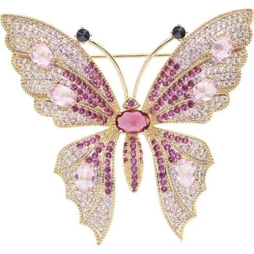 Cubic Zirconia Butterfly Brooch Broach Pin Women Jewelry Shoes,Dress Accessories XR05603