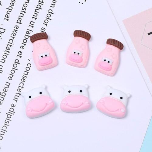 20Pcs Resin Cow Milk Bottle Flatback Cabochon Fit Phone Deco Parts DIY Scrapbooking Crafts for Hearwear Decoration Accessories