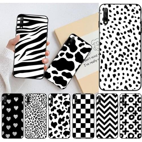 Black and white Dalmatian Cow zebra texture Phone Case for Huawei Honor 30 20 10 9 8 8x 8c v30 Lite view pro