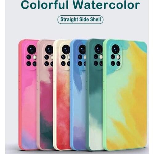 Official Original Silicone Watercolor Case For Huawei P30 P40 Pro Mate 40 30 Pro Honor 30 30S V30 Nova 7 8 SE Pro Soft TPU Cover