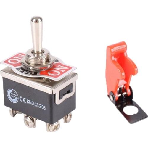 DPDT 6 Terminals On Off On Toggle Switch With Waterproof Cover for Auto Car