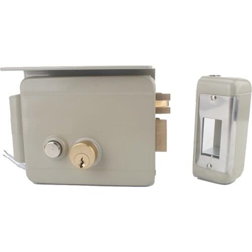 DC12V Electric lock with brass cylinder 5 mechanical key for metal wooden door access control