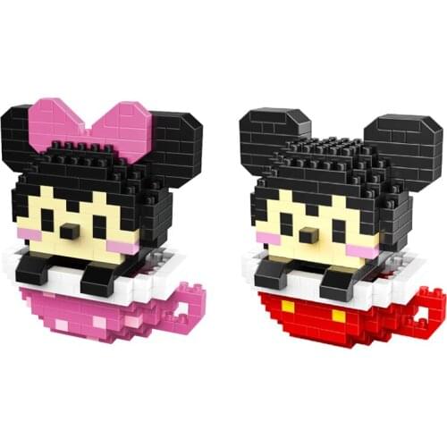 Disney cartoon figures micro diamond blocks teacup nanobrick Minnie Mickey Mouse building brick educational toy for kids gifts