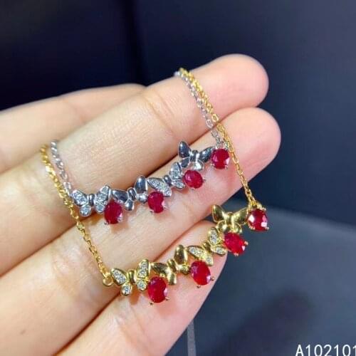 KJJEAXCMY fine Jewelry 925 Sterling Silver Natural Ruby Girl exquisite Pendant Necklace Support Test Chinese style hot selling