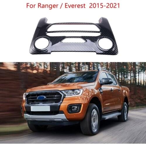 Carbon Fiber Center Console Panel Button Frame Cover Trim for Ford Ranger / Everest 2015-2021 Accessories