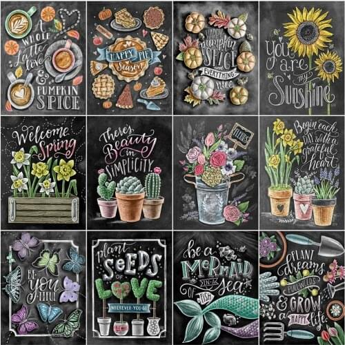 AZQSD Picture By Number Blackboard Handpainted Unique Gift For Children Family Still Life Paint By Number Canvas Home Decor