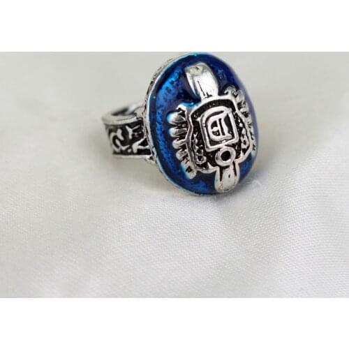 The Vampire Diaries Ring Vintage rings for men Salvatore Damon Aneis Stefan Punk Rings Lapis Lazuli Blue Crystal ring
