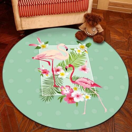 Round Carpets for Living Room 3D printed Non-Slip Absorbent Floor Rug for Bedroom Supreman/Floral/Flamingo Children Soft Mats