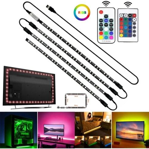 TV PC 5V Backlight USB LED Strip Lights 4X50cm RGB 5050 Remote RGB Tape Lamp For TV Background Decoration Flexible