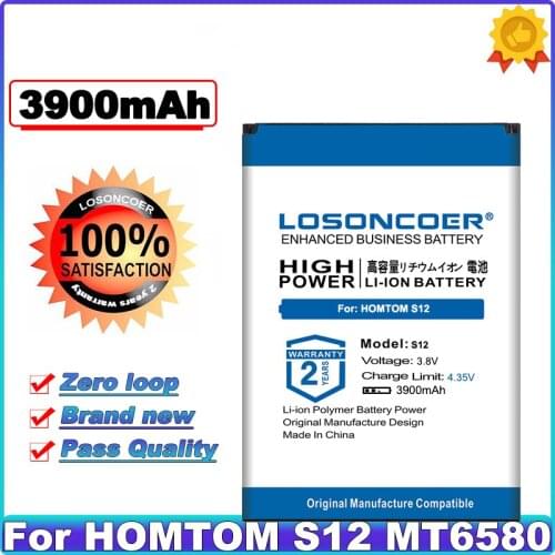 LOSONCOER 3900mah For HOMTOM S12 MT6580 5.0" Battery mobile phone Batteries with tracking number S 12 S12 Battery