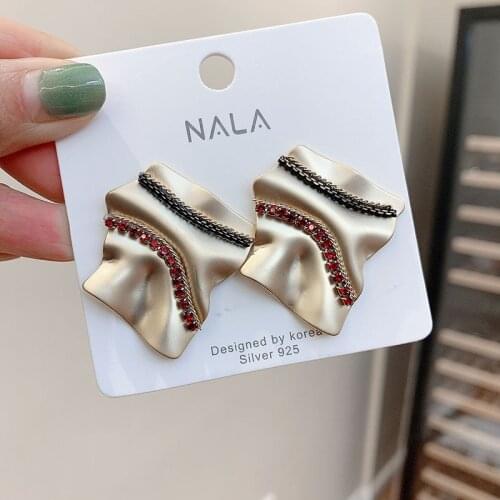 Punk Style Fashion Lrregular Wave Geometric Earrings For Women Hyperbole Gold Metal Drop Earring Dangle