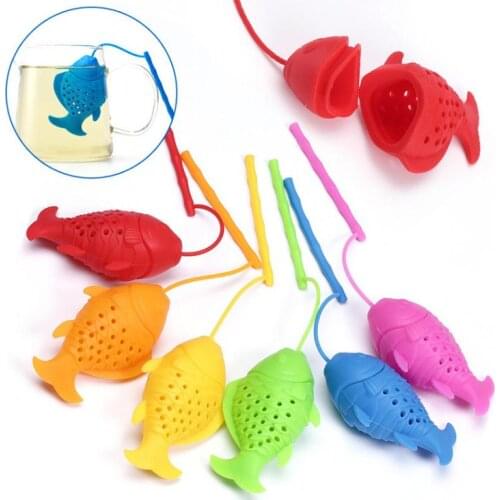 Food Grade Silicone Tea Infuser Herbal Tea Strainer Loose Leaf Filter Fish Shape Tea Ball Accessories 200pcs SN2380