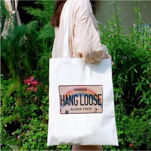 Hang Loose Canvas Bags Aloha Fashion Tote Bag Designer Fashion Letter Cute Bags Custom Bags with Logo Eco Friendly
