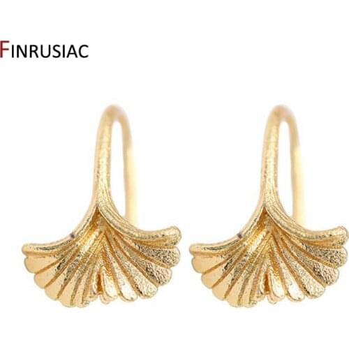 Gold Plated Fashion Vintage Ginkgo Leaf Earrings For Women Hook Earrings Jewellery Accessories