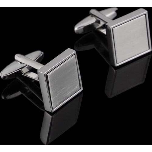 Simple Metal Wire-drawing Cufflinks White Steel Square Cuff Button for Mens French Shirt Anniversary Wedding Gift Box Package