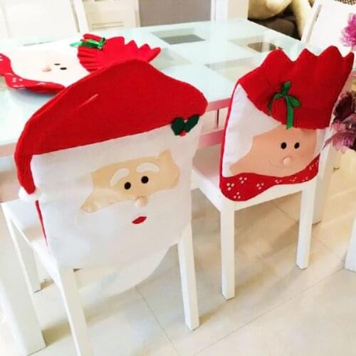 New Year Decor For Home Christmas Chair Covers 2PCS Fashion Mr & Mrs Santa Clause Red Hat Indoor Christma Decorations KC1236