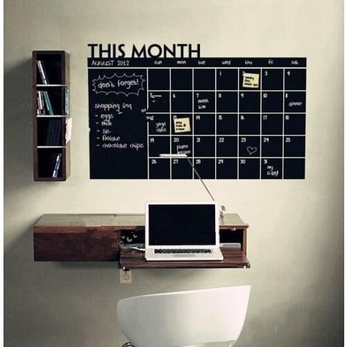 92*60cm Month Calendar Chalkboard Blackboard Removable Wall Stickers DIY Kids Rooms Childrens Wall Decals DIY Home Party Decor