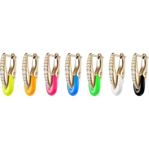 2021 Spring Summer New Fashion Girl Women Jewelry 7 Color Neon Enamel Gold Metal Color Mini Colorful Hoop Earring
