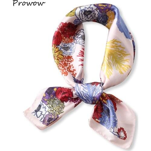 New Arrival women scarf fashion flower print silk scarves square small Handkerchief office neck hair scarfs 70*70cm FJ185