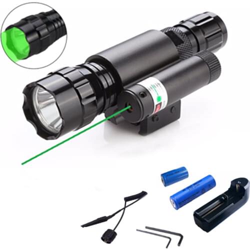 Strong light flashlight tactical flashlight laser two in one flashlight laser integrated red and green laser sight pointer