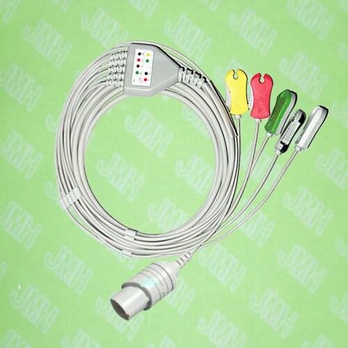 Compatible with 11pin Nihon Kohden ECG Machine the one-piece 5 lead cable and clip leadwire,IEC or AHA