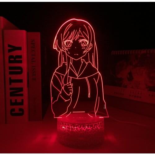 KANOJO MO KANOJO Anime LED White Base Night Light for Birthday Gift Bedroom Decorative Nightlight 3D Table Light
