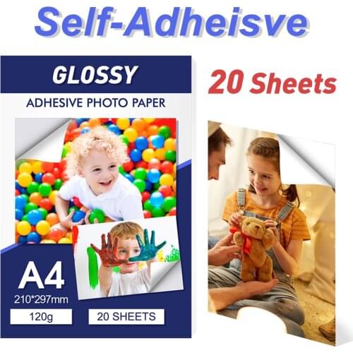 UniPlus A4 Glossy Adhesive Photo Paper Sticker High Quality Glossy A4 Printer Paper Self Adhesive for Inkjet Printer 20 Sheets
