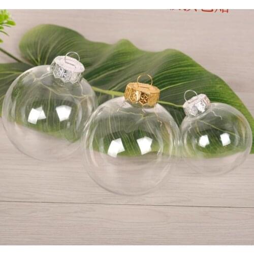 Free Shipping 100pcs DIY Paintable/Shatterproof Clear Christmas Ball, Gold Cap Plastic Disc Ornament SN2076