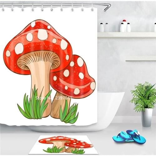 Cartoon Mushroom Series Shower Curtain Toilet Can Water Shower Curtain Waterproof and Mildewproof Children Home Decoration