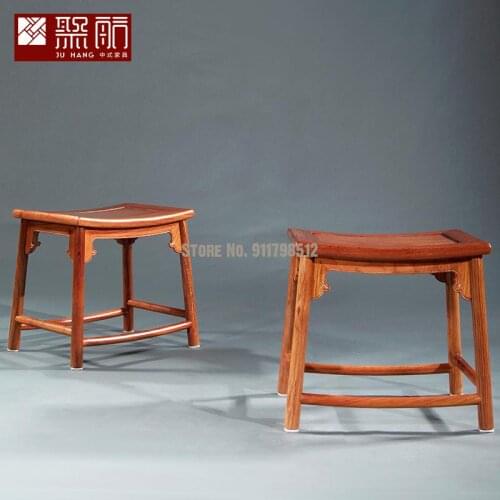 All Myanmar rosewood solid wood moire tooth head square stool new Chinese style low stool household shoe changing stool
