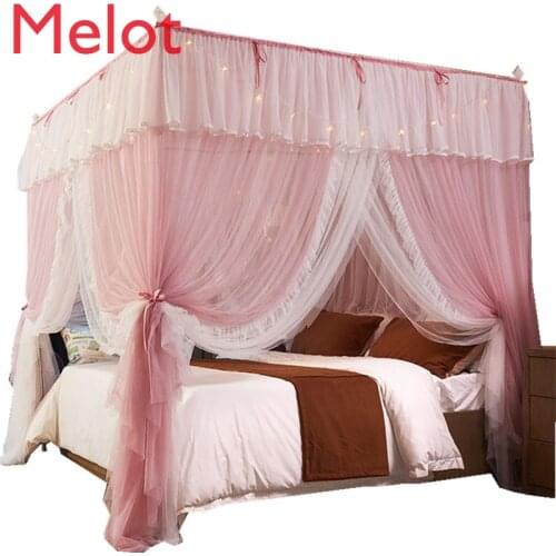 High-End Luxury Fashion Double-Layer Gauze Mosquito Net Three-Door Princess-Style Floor Mosquito Net Encryption Household