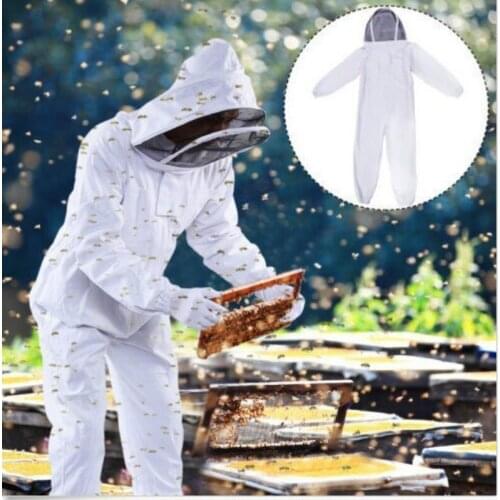 Protection Beekeeping Full Body Suit Cotton Beekeeper Costume Safty Veil Hood Hat Clothes Suit Bee Suit Equipment WJ609