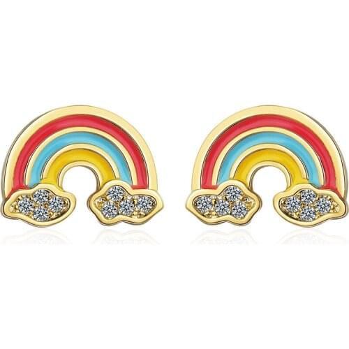 Earrings Rainbow Fashion Earrings Personality Diamond Small Studs Gifts for Women Earrings Trendy 2021 Wholesale for Women