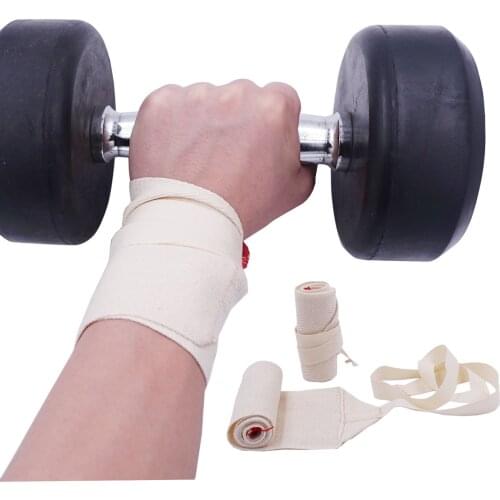 1Pair White Wrist Brace Fitness Wrist Support Strap Relieve Pain Wrap Bandage for Weightlifting Cotton Wristband Protector