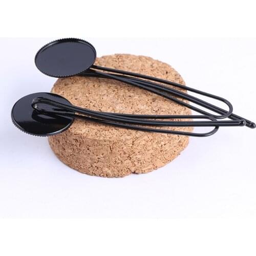 Onwear 10pcs black hair clip cabochon base settings 20mm dia blank hairclip hair pin bezel trays diy women hair accessories