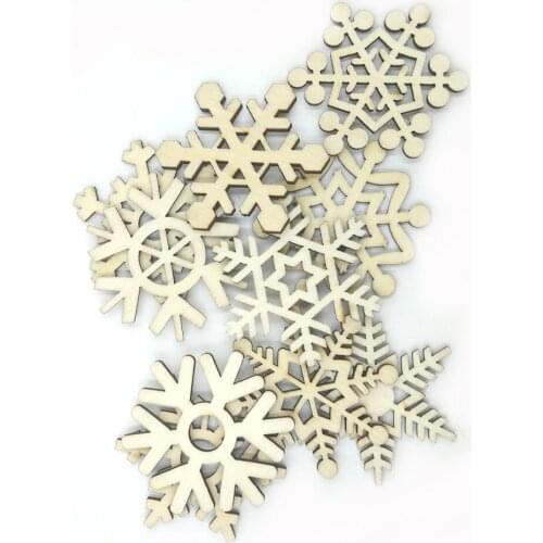 10PCS Wooden Snowflake Artificial Cards for Wedding Christmas Tree Party Decoration Home Decor Supplies Favors and Gifts