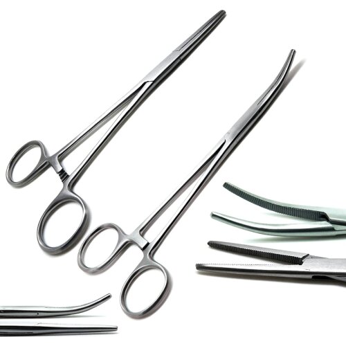 100pcs Stainless Steel Curved Tip and Straight Tip Forceps Locking Clamps Hemostatic Forceps Pet Hair Removal Tongs Cupping Tong