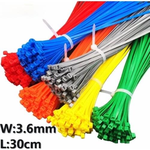 100Pcs/bag 4x300 4*300 3.6mm Width Self-Locking Green Red Blue Yellow Nylon Wire Cable Zip Ties.cable ties