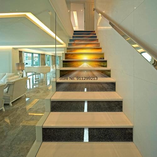 13pcs Removable PVC Self-adhesive Vinyl Pegatinas Para Escaleras Stair Steps Sunshine Avenue Staircase Stickers House Decoration