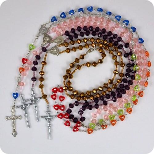 4 style mixture Rosary Beads INRI Jesus Cross Crucifix Pendant Necklaces Catholic Christian Orthodox Fashion Religious Jewelry
